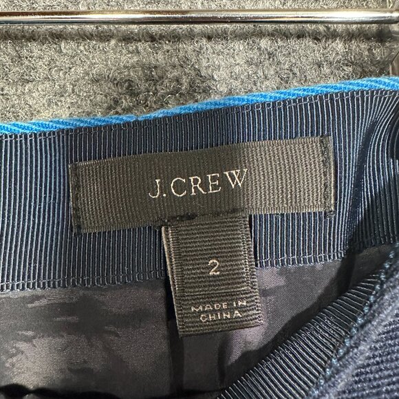 J Crew Skirt Womens 2 Colorblock Striped Pencil Blue White Cotton Lined Back Zip - Picture 3 of 6